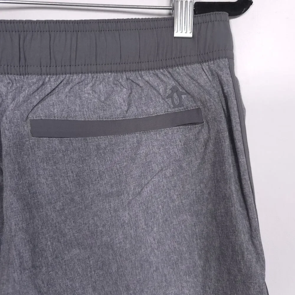 PENGUIN SPORT Mens New Short Quiet Gray Heather MEDIUM Drawstring OGBSE0G3